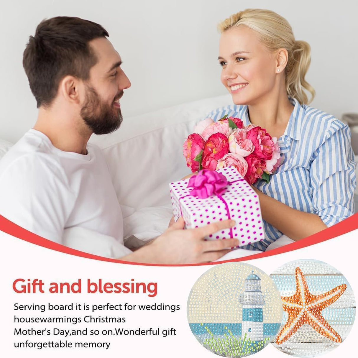 askkqtx 8 Pcs Beach Diamond Art Coasters Kits with Holder, Sea Diamond Painting Coasters Kits for Adults, Light House DIY 5D Diamond Dots Small Mini Kit Full Drill Art Craft Supplies 4X4 Inch askkqtx