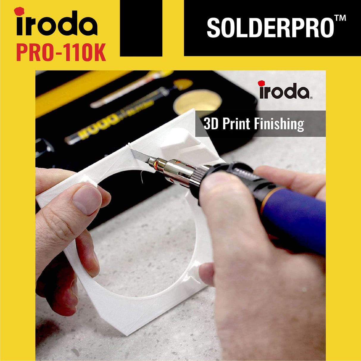 IRODA SOLDERPRO 110K Cordless Butane Soldering Iron Kit - 4-in-1 Portable Soldering Iron, Mini Torch, Heat Gun, Precision Heat Blower, 30-125W Adjustable, 100+ Min Runtime Iroda