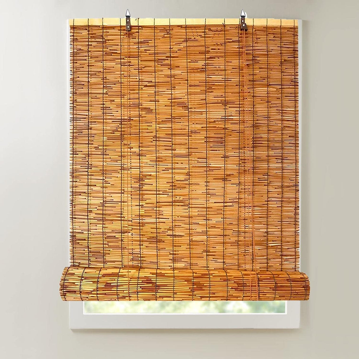 Bamboo Blinds for Patio Sunshades Reed Shade 24 30 34 36 38 40 42 48 56 60 66 Inch Wide Cordless Roman Shades Roller Shades Windows Reed Curtains Anti-UV Bamboo Shades (26.8x17.7x9in : 52" W x 48" H CSXCQM