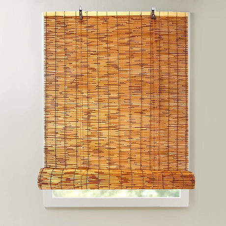 Bamboo Blinds for Patio Sunshades Reed Shade 24 30 34 36 38 40 42 48 56 60 66 Inch Wide Cordless Roman Shades Roller Shades Windows Reed Curtains Anti-UV Bamboo Shades (26.8x17.7x9in : 52" W x 48" H CSXCQM