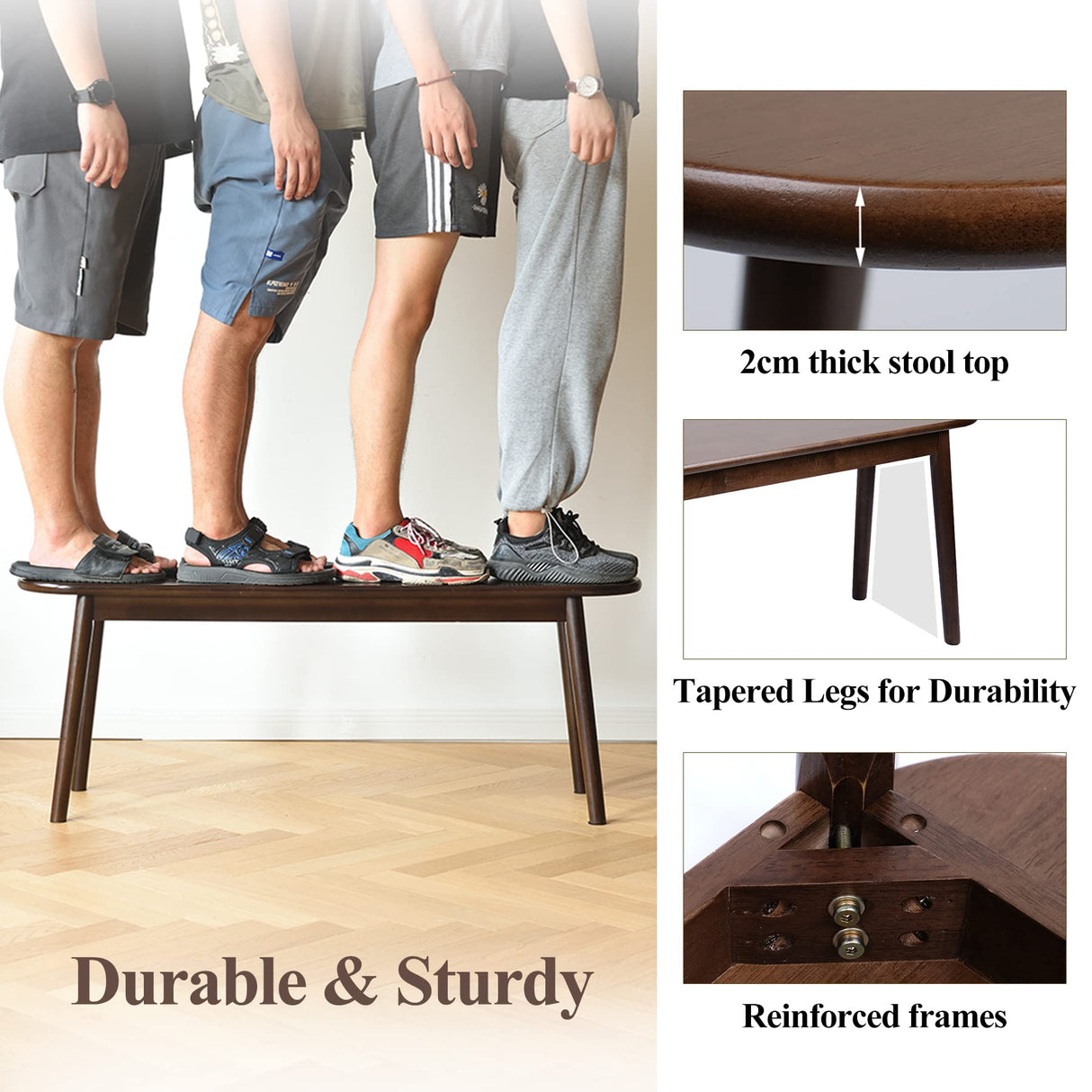 Cttasty Entryway Bench, Solid Wood Dining Bench, Midcentury End of Bed Bench w/Rounded Corner, Outdoor Bench w/Robust Construction, Bedroom Bench, Cttasty