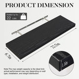 BAYKA Floating Shelves for Wall, 22.5 inches Wall Mounted Rustic Wood Shelves for Bathroom, Bedroom, Living Room, Floating Shelves for Books/Storage/Decor with 22lbs Capacity(Black,Set of 3) BAYKA