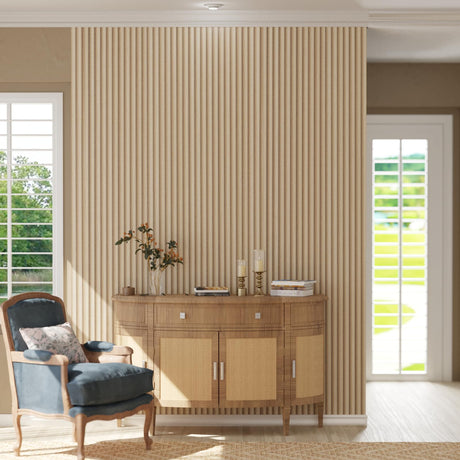 Oxdigi Wooden Slat Peel and Stick Wallpaper - Self-Adhesive Contact Paper with 3D Effect | Waterproof & Removable | PVC Contact Paper for Countertops & Cabinets | 23.6 in x 16.4 ft | Light Wood Oxdigi