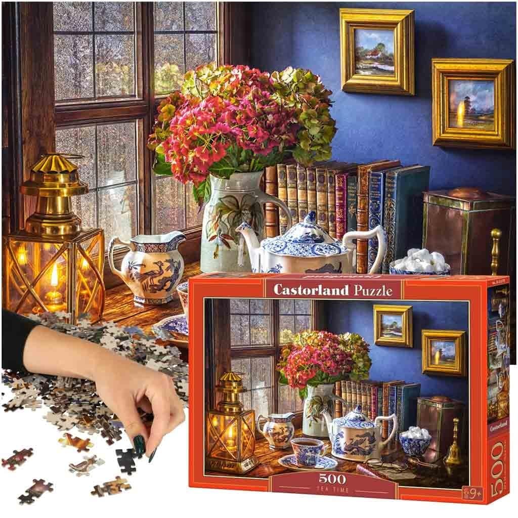 CASTORLAND 500 Piece Jigsaw Puzzle, Tea Time, Classic Interior, Old Fashioned Furniture, Oil lamp, Beautiful vase, Adult Puzzles, Castorland B-53070 Castorland