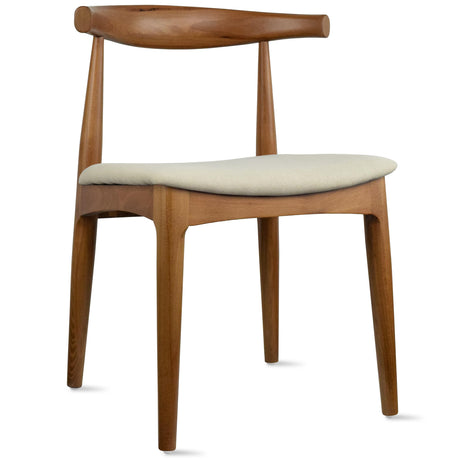 2xhome Set of 2 Contemporary Farmhouse Real Solid Wood Cushion Seat Dining Chairs Elbow Side Chair (Espresso-Beige Seat) 2xhome
