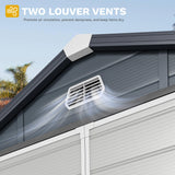 DWVO 8x6.2FT Outdoor Storage Shed w/o Floor, All-Weather Plastic Shed with Lockable Doors, Window & Vents, Plastic Tool Shed for Backyard, Patio, Poolside, Lawn, Gray DWVO