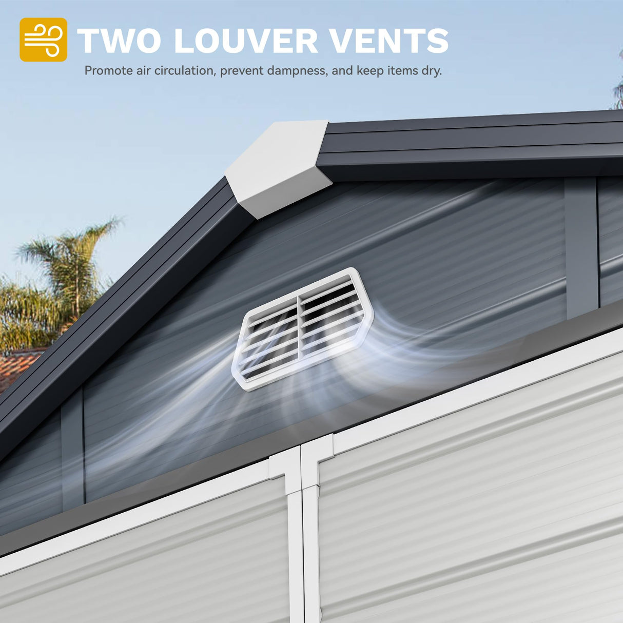 DWVO 8x9FT Outdoor Storage Shed w/o Floor, All-Weather Plastic Shed with Lockable Doors, Window & Vents, Plastic Tool Shed for Backyard, Patio, Poolside, Lawn, Gray DWVO