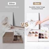 ProCase 12 Slots Acrylic Clear Top Sunglass Organizer, 2 Layers Eyeglasses Case Multi Pairs Storage Eyewear Display Holder with Transparent Lid and Drawer -Champagne ProCase