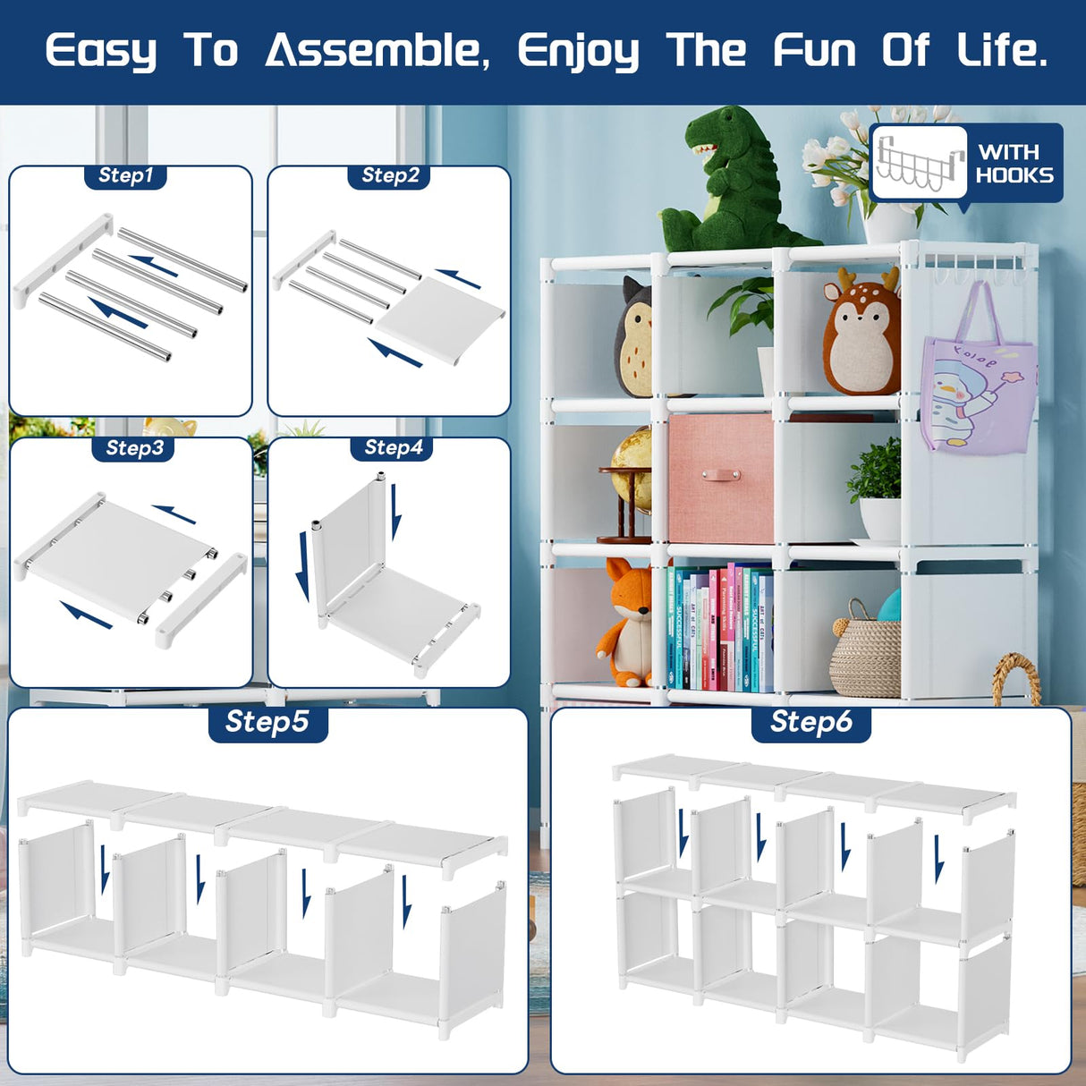 Mavivegue 20 Cube Book Shelf, Storage Organizer, Large DIY Bookcase, Metal Cube Bookshelf, Cubbies Closet Storage Organizer Shelves for Bedroom,Living Room,Home,Office Mavivegue