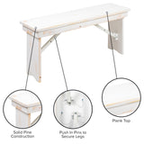 Merrick Lane Tinsley 40" x 12" White Solid Pine Folding Farmhouse Style Bench Merrick Lane