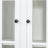 THINK 30 75.25'' Tall Display Cabinets,Cabinet with Two Triangle Sided Bookshelves, 92.9'' Wide Retro Style Wall Suit,for Hallways, Living Room, Office, Studio or Workspace, White THINK 30