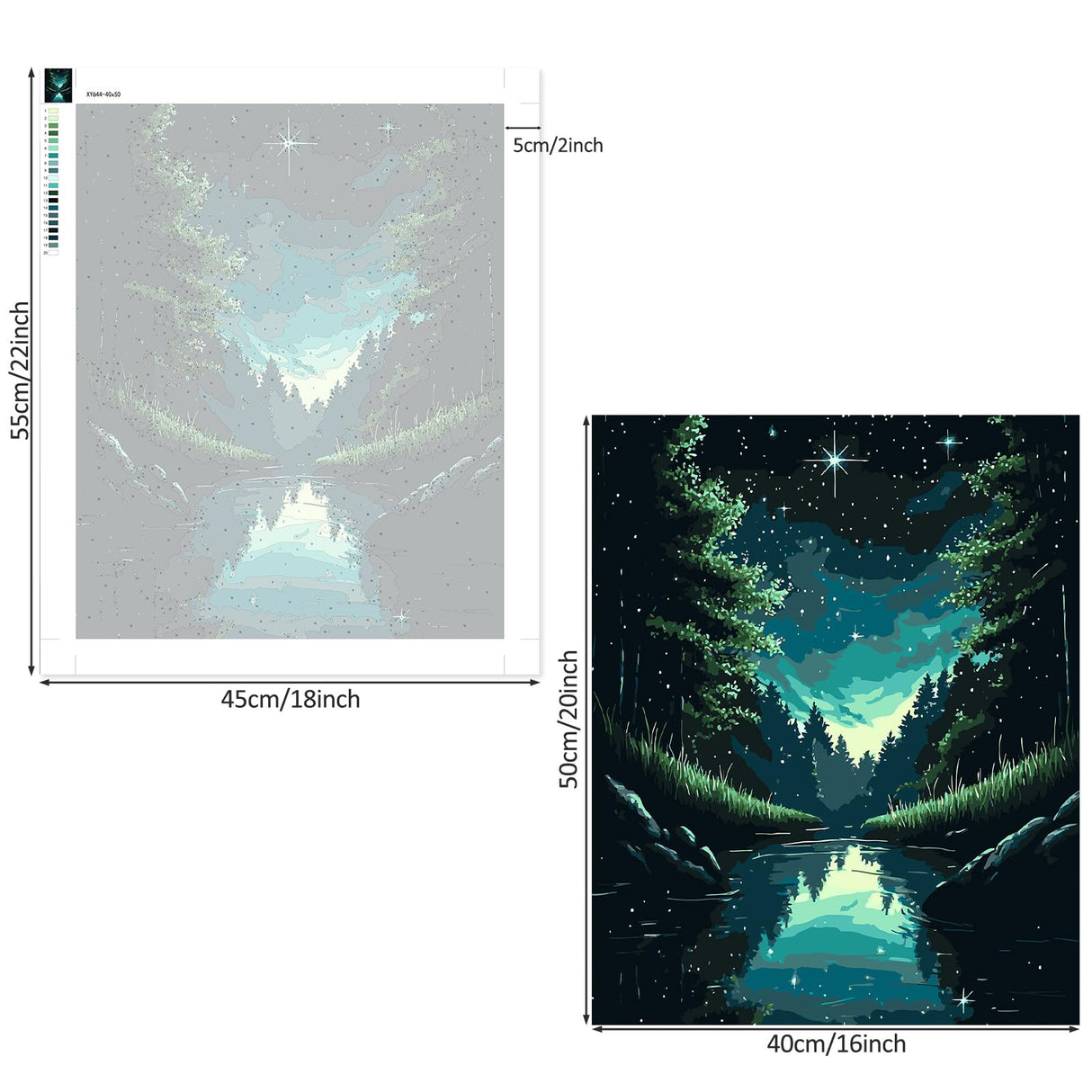 Lxmsja Serene Forest Paint by Numbers Kit for Adults, Starry Night Acrylic Paint by Numbers for Adults Beginner, DIY Craft Supplies Oil Painting Kits for Home Wall Decor 16x20 inch (No Frame) Lxmsja