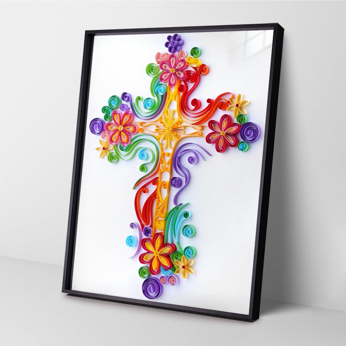 Uniquilling Quilling Kits Paper Quilling Kit for Adults Beginner, 16 * 20in Cross with Paper Quilling Tools& Using Manual, DIY Kits for Adults Paper Filigree Painting Kits Wall Art Decor Uniquilling