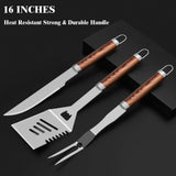 ROMANTICIST 25pcs Extra Thick Stainless Steel Grill Tool Set for Men, Heavy Duty Grilling Accessories Kit for Backyard, BBQ Utensils Gift Set with Spatula,Tongs in Aluminum Case for Birthday Brown ROMANTICIST