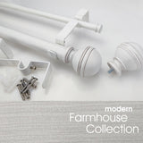 ILAISIHOME 1-1/8 Inch Diameter Farmhouse Style White Curtain Rods with Round Finial, 72-144 inch Telescoping Double Rod for window width 68-140 inch, 1 pack ILAISIHOME