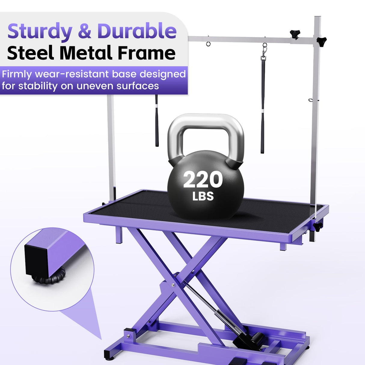 Flying Pig Ultimate Heavy Duty Grooming Table – Electric Lift, Adjustable Height, Non-Slip Surface, Professional Dog & Cat Grooming Arm, Stable & Safe Design for Home and Salon Use -Purple Flying Pig Grooming