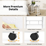 Tangkula Mobile Standing Desk Stand Up Desk, Height Adjustable Home Office Desk with Standing & Seating 2 Modes, Tilting Tabletop & Flexible Wheels, Rolling Laptop Cart Sit Stand Desk (White) Tangkula