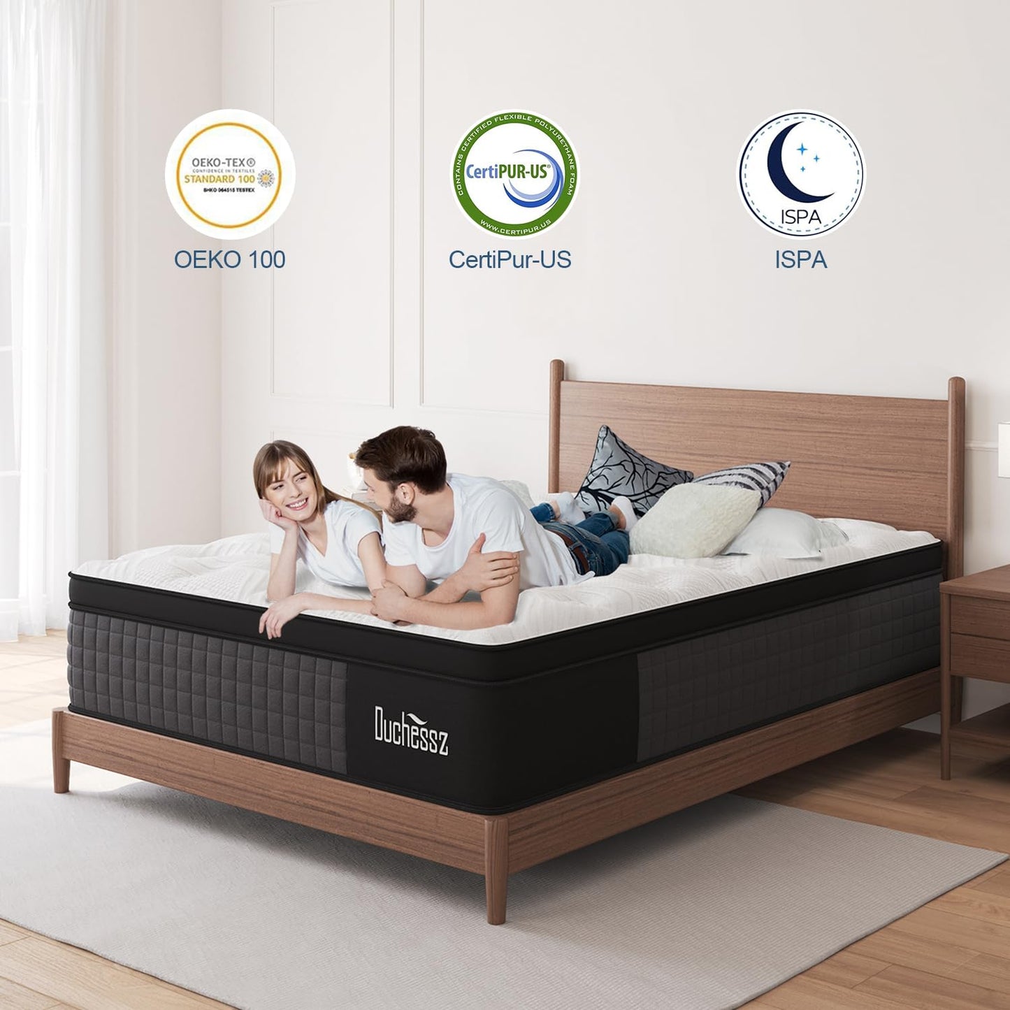 Duchessz Queen Mattress, 14 Inch Hybrid Mattress Eurotop with Gel Memory Foam,Motion Isolation Individually Wrapped Pocket Coils Mattress,Breathable Comfort Soft Mattress Pressure Relief