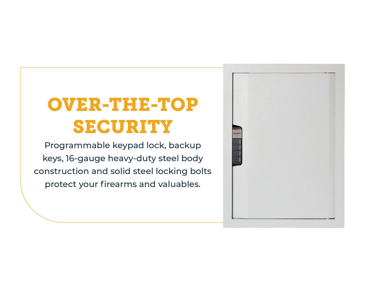 SnapSafe In Wall Gun Safe and Money Safe, Light Grey, 75413 - Hidden Safe Provides Security for your Firearms & Valuables, Keypad Entry - Fits Between 2 Wall Studs, Flush Mount, Ideal for Home, Office SnapSafe