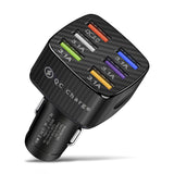 Amiss Car Charger Adapter, 6 USB Multi Port, Fast Charger, Include QC 3.0 and 5 Other Ports, Car Interior Accessories, Fit for iPhone 13/12/11/pro, Samsung Galaxy/Note S10/S9/S8, Android - Black Amiss