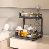 Under Sink Organizer Kitchen, 2 Tier Under Sink Organizers and Storage, Pull out Cabinet Organizer Shelf, Metal Drawer for Kitchen Bathroom Pantry Cabinet Closet Organization Rack, Black, 1 Pack HOMEBOSILY