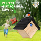 Gtongoko Hanging Wren Bird Houses for Outside, Cedar Wooden Bird Houses for Outdoors, Bird Nest with Air Vents, 1-1/8‘’ Entrance Hole, Clean Door for Wildbird Watching, 1 Pack Black Gtongoko