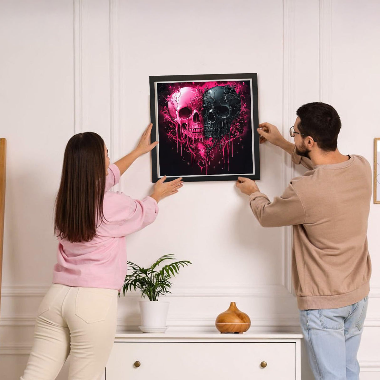 MAXBYE Halloween Diamonds Art Kits for Adults, 5D Skull Love Heart Diamond Painting Kits for Beginnert, DIY Full Drill Diamond Art for Home Wall Decor and Gift 12x12in MAXBYE