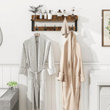 Homode Coat Rack with Shelf, Wall Shelf with Hooks, 26 Inch Long Coat Hanger Wall Mount with Key and Mail Holder, Wood Entryway Shelves for Hanging Hat Jacket Backpack Purse, Rustic Brown Black Homode