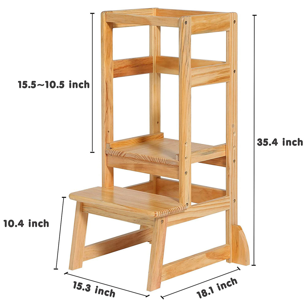 SDADI Mother's Helper Adjustable Height Step Stool Safety Counter Level Learning Toddler Tower for Kitchen and Bathroom, Natural SDADI