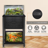 BEURUKU 5-10 Gallon Fish Tank Stand, Heavy Duty Aquarium Stand with Cabinet & Power Outlets for Fish Tank Accessories Storage, Double Tank Stand 20.5" L* 11" W Tabletop, 220LBS Capacity Black BEURUKU