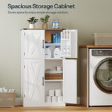 HOOBRO Bathroom Storage Cabinet, Farmhouse Freestanding Floor Cabinet with 2 Extra Hidden Storage Doors, Adjustable Shelves, Large Capacity, Easy Assembly, 11.8 x 23.6 x 43.5 Inches, White and Walnut HOOBRO