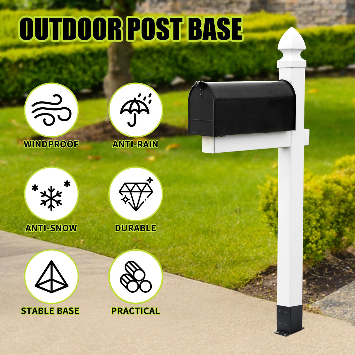 XZWMY 4x4 Post Base 6 Pcs, Post Brackets (Inner Size 3.6"x3.6"), Black Powder-Coated Heavy Duty Solid Steel Deck Post Anchor for Outdoor Support Deck,Fence,Porch,Railing,Mailbox,Pergola… XZWMY