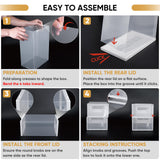 BALEINE 12 Pack Stackable Shoe Storage Boxes Fit Size 9, Thickened Clear Shoe Box Bins with Lids, Plastic Foldable Organizer Sneaker Storage Containers (Large, Black) BALEINE