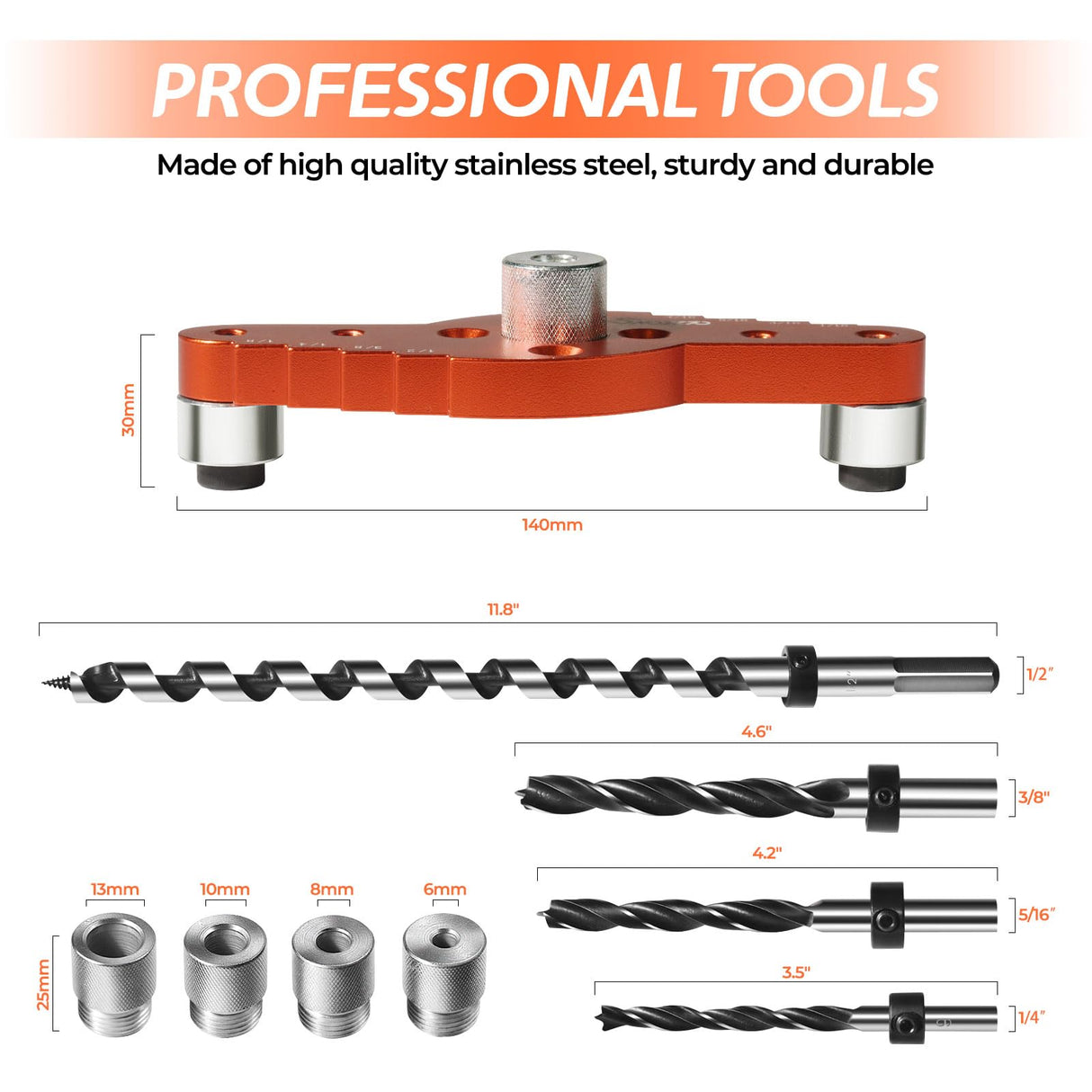 Swozzto Dowel Jig Kit for Floating Shelf Bracket(& 1/2" x 11.8" Drill Bit), Self-centering Scriber(& 1/4", 5/16", 3/8" Drill Bit),Drill Guide for Hidden Shelf Brackets & Mantels,Centering Hole Drill Swozzto