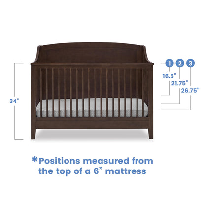 Delta Children Campbell 6-in-1 Convertible Crib - Greenguard Gold Certified, Walnut Espresso - WoodArtSupply