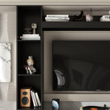 TAMUNE Entertainment Center with Bookshelves Modern Media Center with Open Shelves & Bridge TV Wall Unit with Doors, for Living Room Black (81.1”W x 11.8”D x 70.9”H) TAMUNE