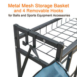 YiLifebes Stand Bike Racks for Garage, 4 Bike Stand Rack with Storage Basket, Metal Floor Bike Parking, Garage Organizer Suitable for Mountain, Hybrid, Adult and Kids Bikes YiLifebes