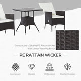 Outsunny 3 Piece Patio Bistro Set, Outdoor PE Wicker Furniture Conversation Set with Tufted Cushion Reclining Chairs & Coffee Table for Backyard, Lawn, Porch, Poolside, Balcony, Cream White Outsunny