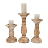 Yorkmills Pillar Candle Holder Set of 3, Farmhouse Decor Living Room Tall Candle Holders for Pillar Candles, Wood Candle Holders for Table Centerpieces Tan Home Decor Kitchen Dining Room Table Decor Yorkmills