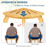 KingPavonini Bamboo Corner Shower Stool for Shaving Legs Foot Rest, Waterproof Bath Bench Seat with Storage Shelf for Bathroom Inside Shower, Hold Up to 450Lbs KingPavonini