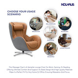 NOUHAUS Heated Classic Massage Chair Full Body and Spot Massaging Recliner with Ottoman, Bluetooth Speaker, in-Chair Charger. Portable Shiatsu Body Massager Chair (Caramel, Leather) Nouhaus