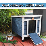 Rockever Outdoor Cat House,Outdoor cat Houses for Feral Cats Weatherproof Rabbit Hutch Small, Wooden Small Pet House and Habitats Rockever