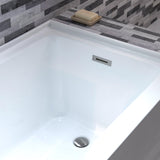 WOODBRIDGE 60" Acrylic Rectangular Alcove Soaking Bathtub in White with Right Drain, Brushed Nickel Pop-Up Drain Included BA6030R WOODBRIDGE