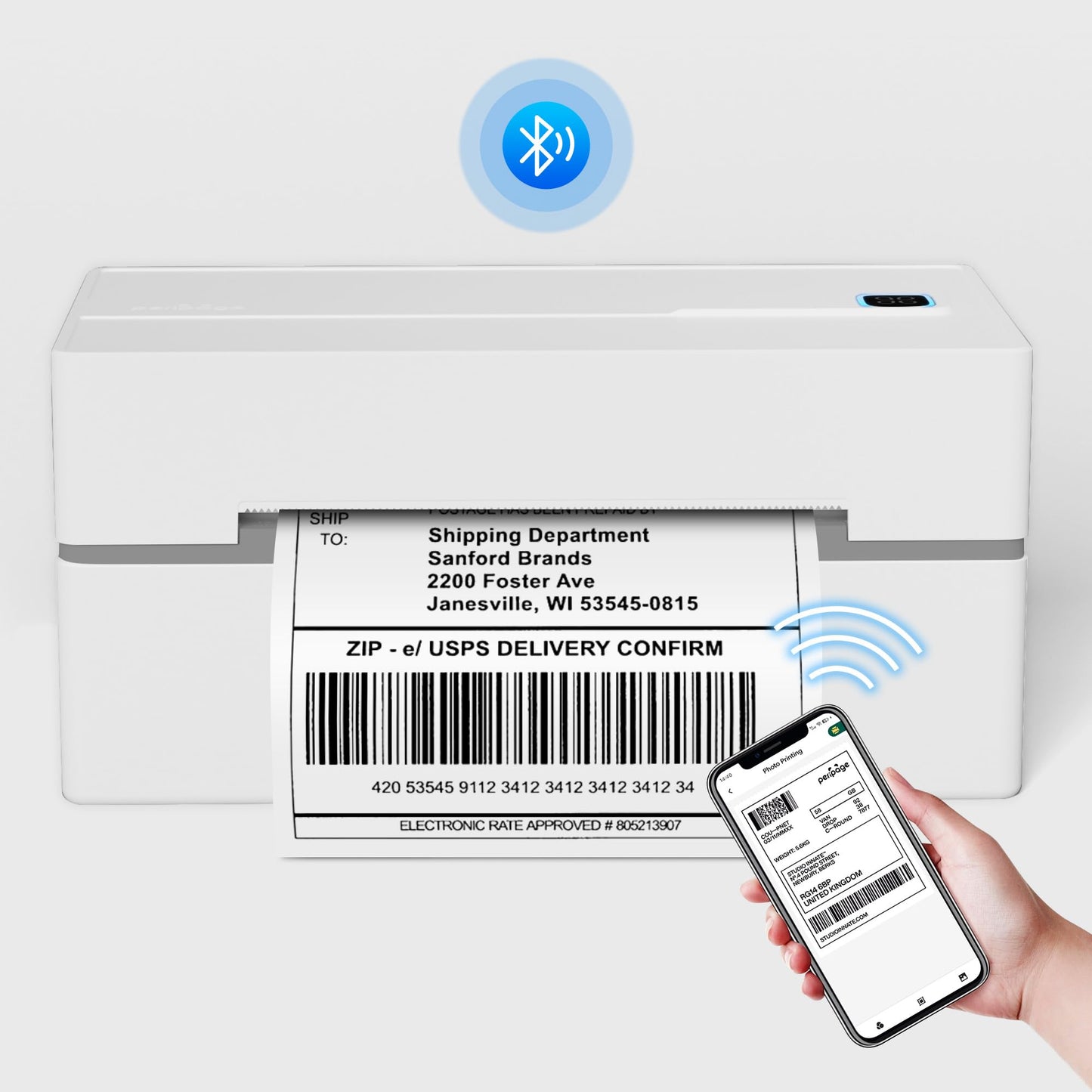 PeriPage Bluetooth Thermal Shipping Label Printer,Wireless 4x6 Shipping Label Printer for Shipping Packages,Support iPhone iPad Android Windows & Mac,Widely Used for Amazon, Ebay,Shopify, Etsy, USPS