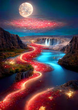 KINPLUB 5D Diamond Painting Kits for Adults, Moon Landscape Diamond Art Kits for Beginners, DIY Full Round Drill Paint by Diamonds, Home Wall Decor 12 x 16 Inch KINPLUB