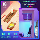 Bestier Pink Gaming Desk with Power Outlets, 44 Inch Led Gamer Desk with 4 Tiers Reversible Shelves, Pink Computer Desk with Headset Hook & Side Storage Bag for Bedroom (Pink 3D Carbon Fiber) Bestier