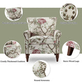 HULALA HOME Modern Wingback Accent Chair with Wood Legs & Removable Cushion, Comfy Upholstered Armchair with Nailhead Trim, Floral Pattern Sofa Chair for Bedroom Living Room, Floral HULALA HOME