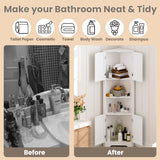 CHUWELL Corner Cabinet, 67'' Tall Corner Storage Cabinet with 4 Barn Doors and Adjustable Shelves for Living Room, Kitchen, Bathroom, Laundry Room, White CHUWELL