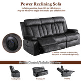 GUEAPY 3 Seater Power Reclining Sofa with Heat & Massage, Drop Down Table with Cup Holders, USB & Type-C Ports, Dutch Velvet Recliner Couch for Living Room, Home Theater & RV, Independent Controls GUEAPY