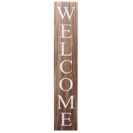 ALBEN Welcome Sign for Front Door Porch – 5 Feet Tall, Vertical Wooden Outdoor and Indoor Welcome Home Decor Sign Wall Decorations (Brown) ALBEN